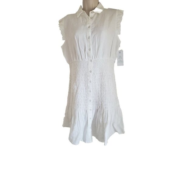 NWT GUESS ECO TEODORA MINI WHITE DRESS LARGE - Picture 2 of 5